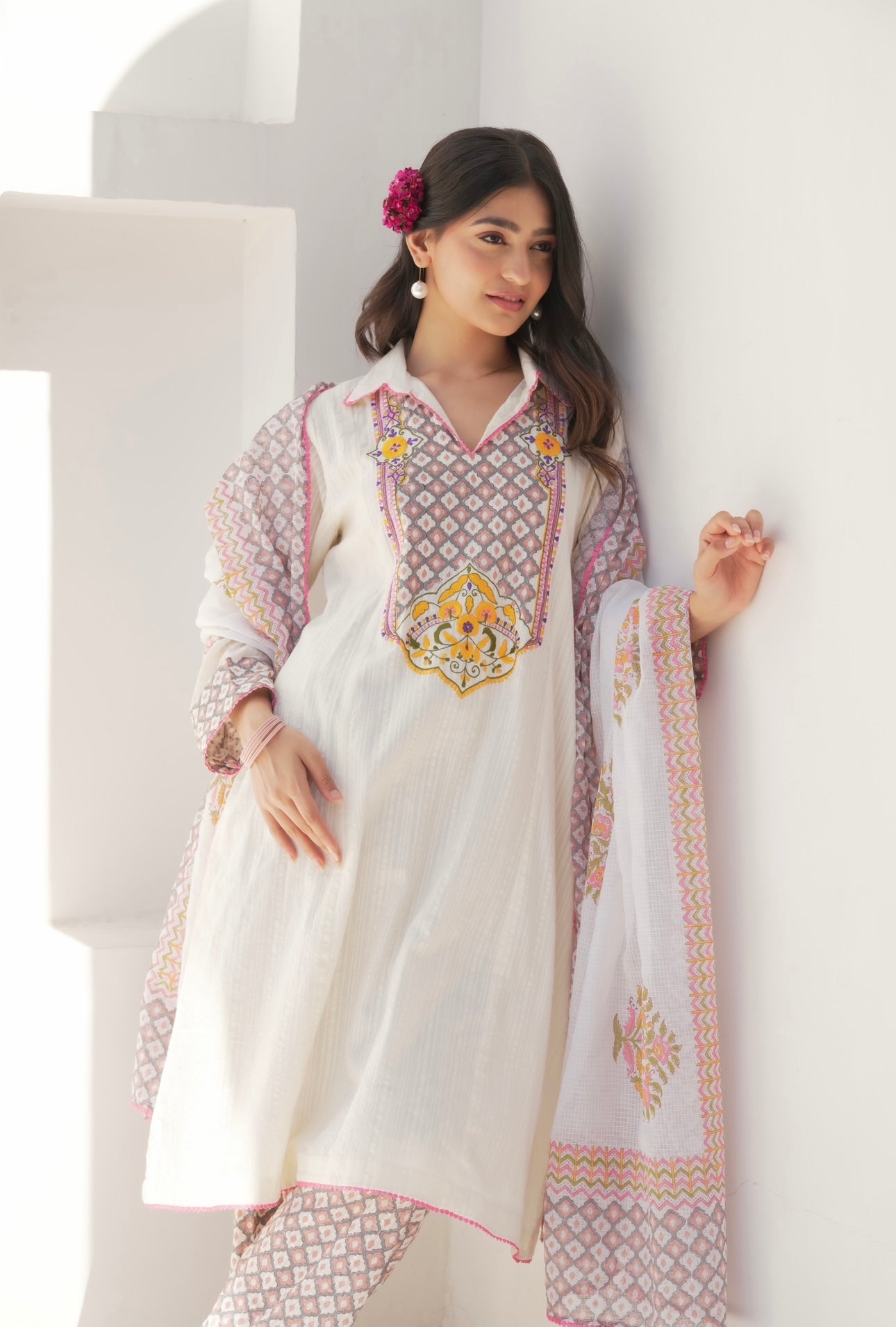 Sukoon Cream Embroidery suit