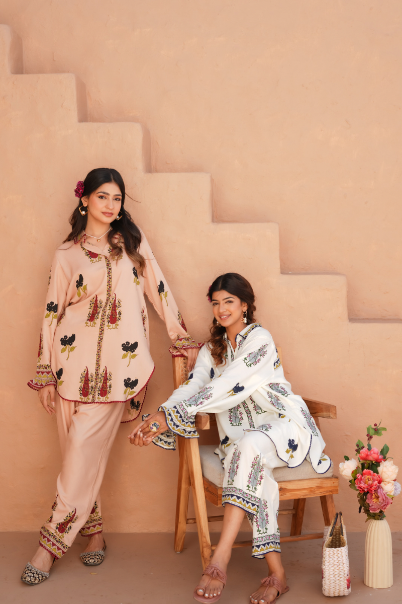 Grey chinar cotton frill set
