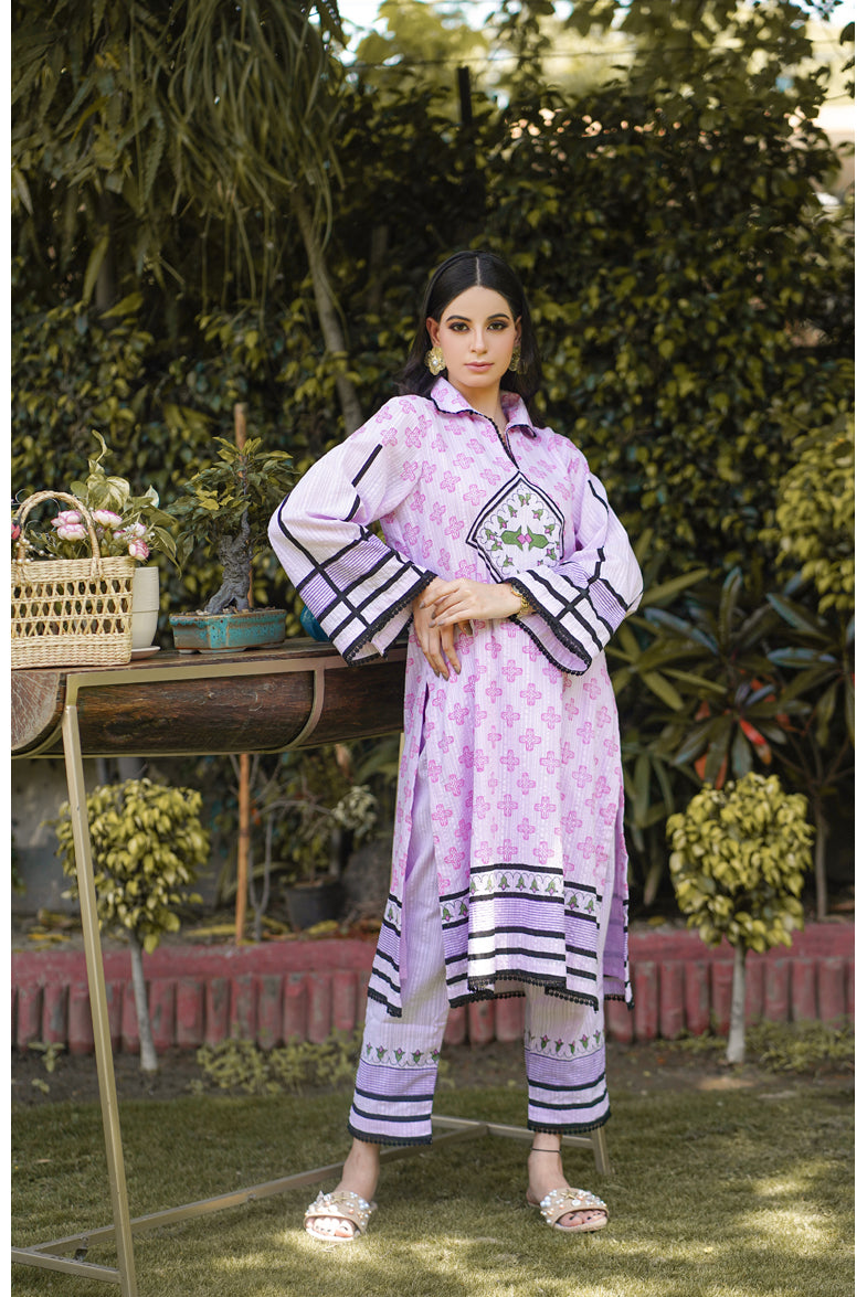 Beautiful Sakhi Kalidar Block Printed Suit with Palazzo Set London, UK