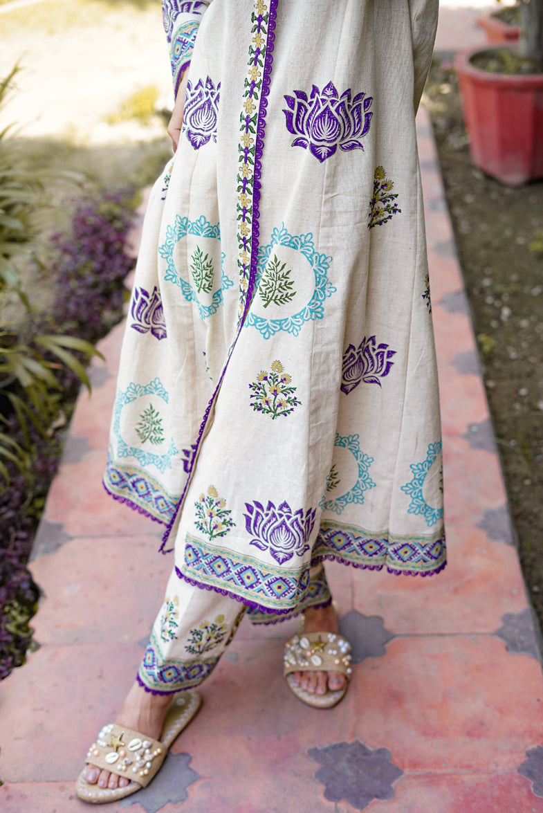 Kamal Kalidar Block Print Handloom Cotton Suit Edmonton, Canada