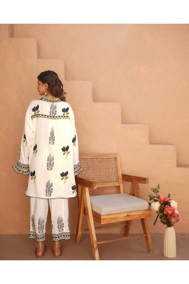 Grey chinar cotton frill set