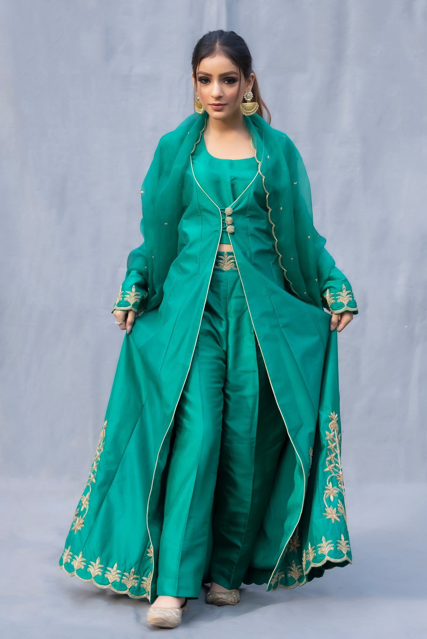 Green Silk Jacket Set Los Angeles, California