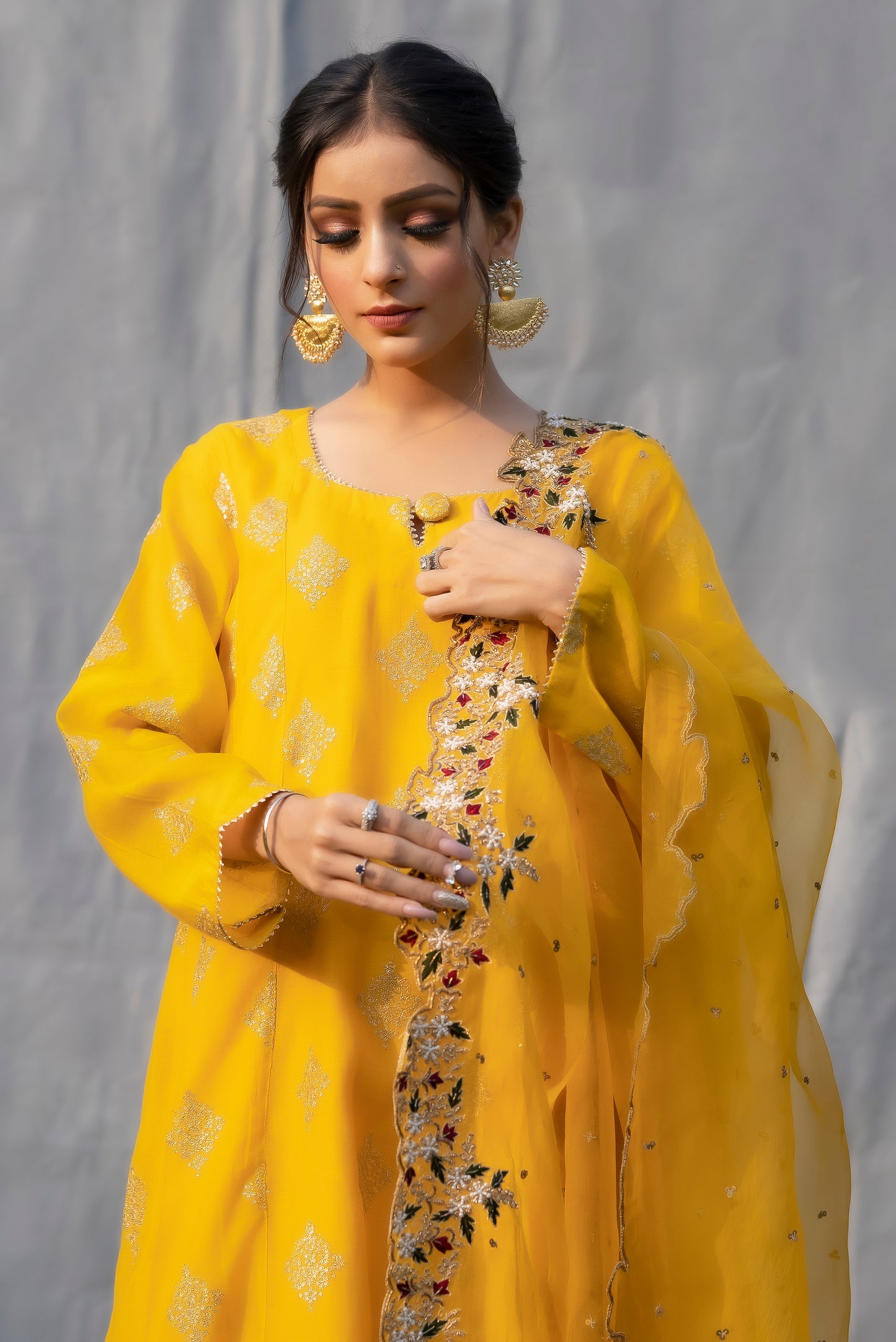 hand embroidered chanderi suit punjab,india