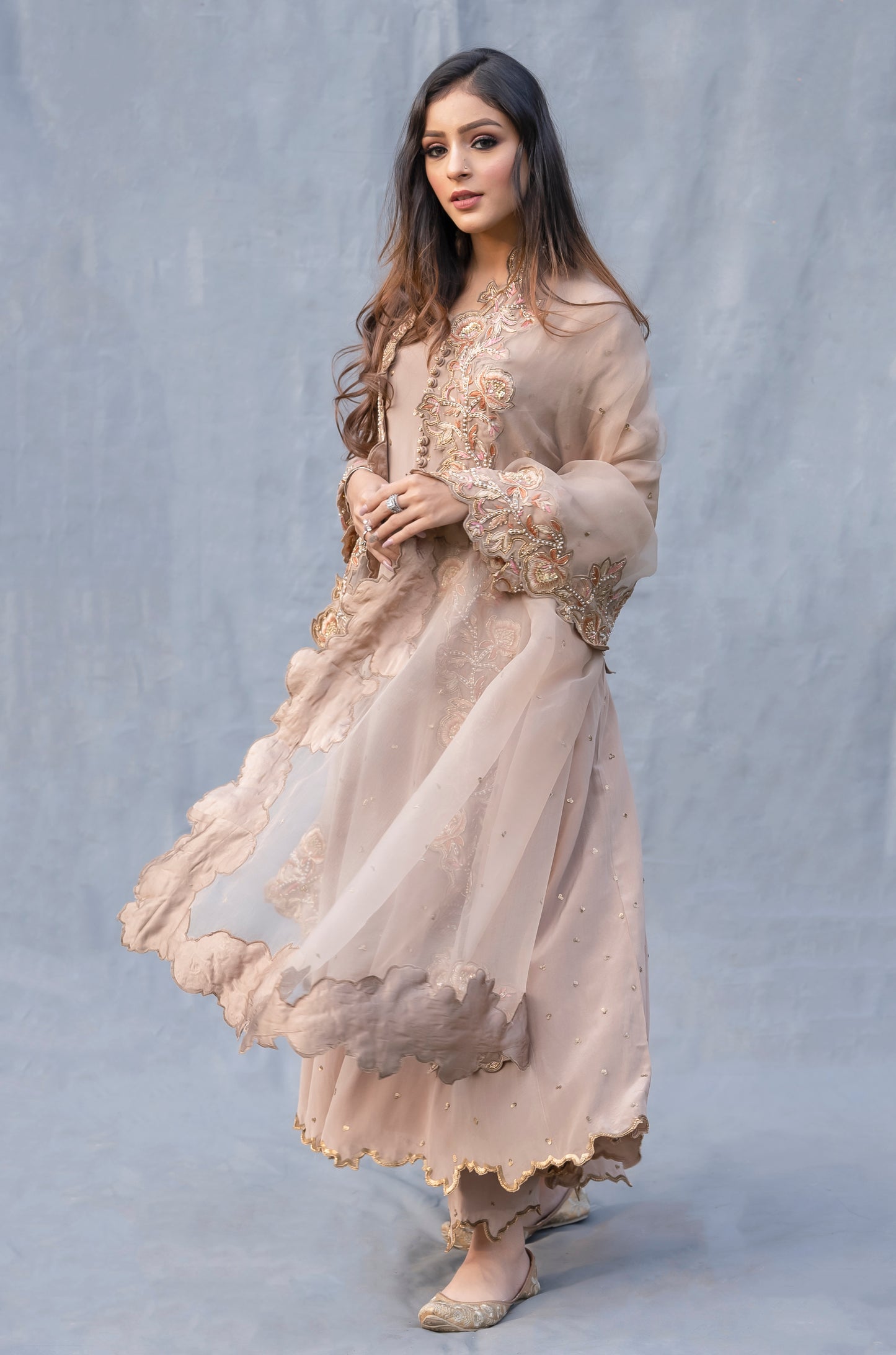 Partywear Anarkali Hand Embroidered Kurta Set Brampton, Canada