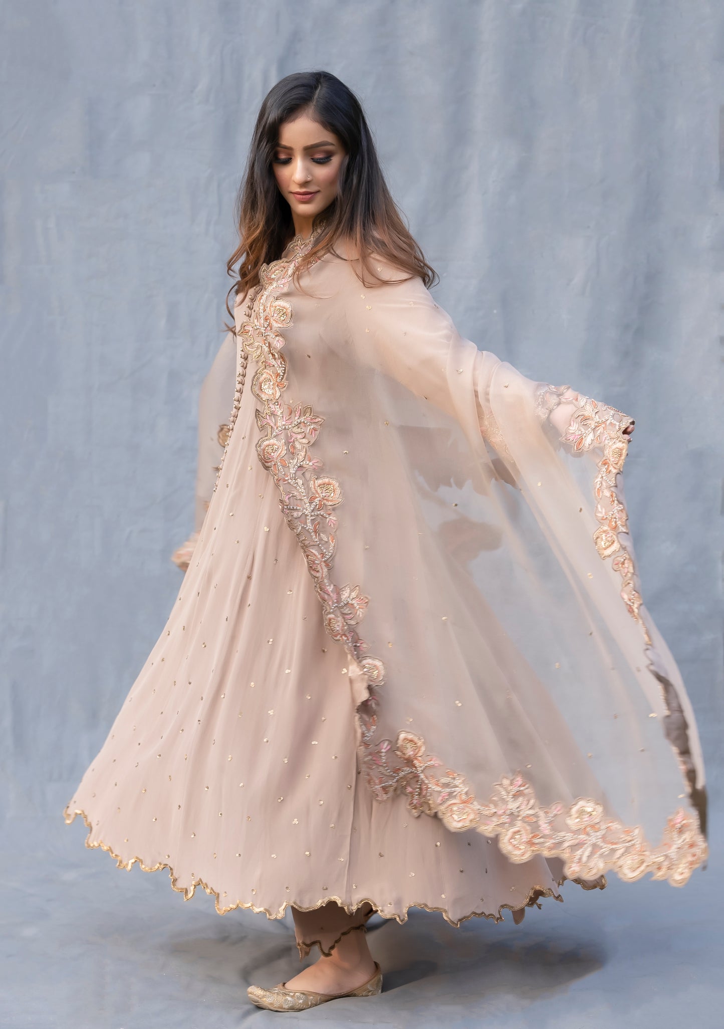 Resham Anarkali Hand Embroidered Kurta Set Virginia, USA