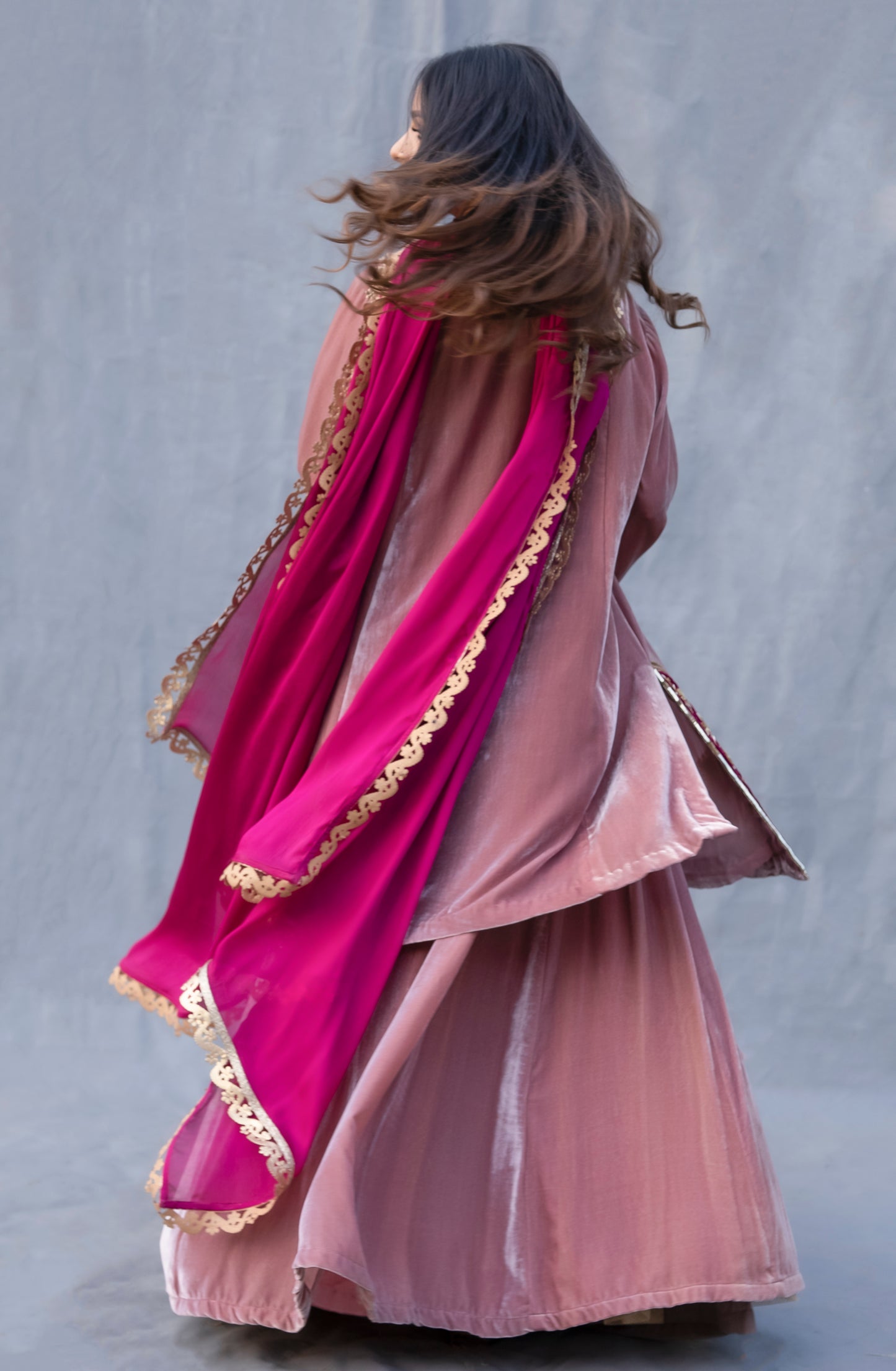 Lavender Velvet Lehenga Set Amritsar