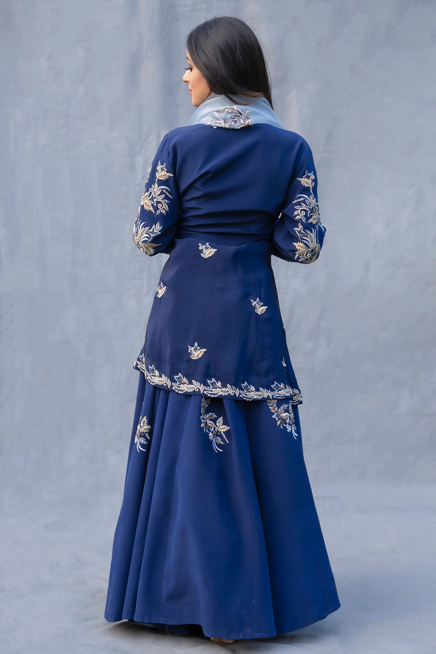 Navy Blue Wedding Embroidery Lehenga Set Victoria,Canada