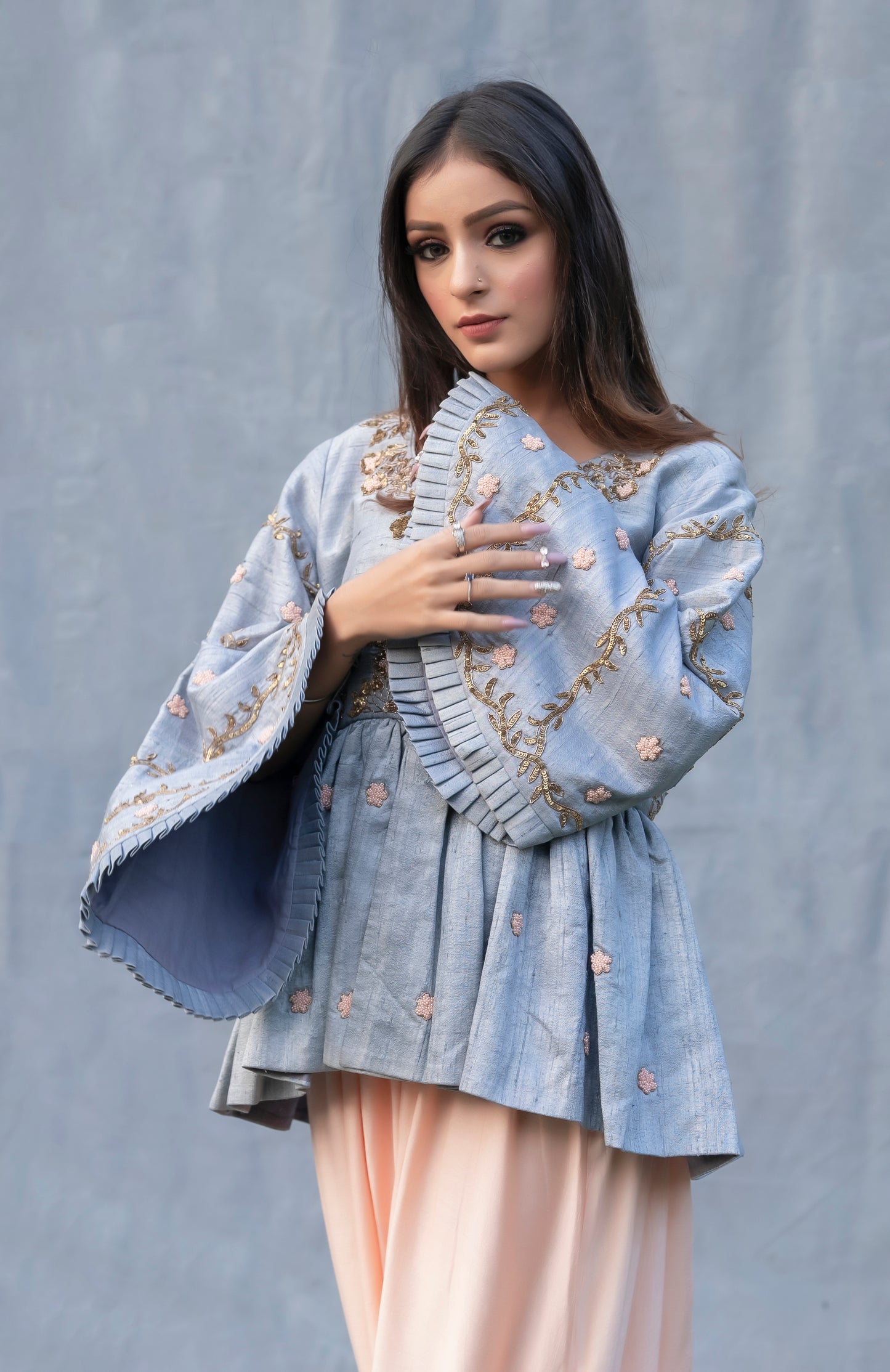 silk peplum set with sequins and beads pita work Rome, Italy