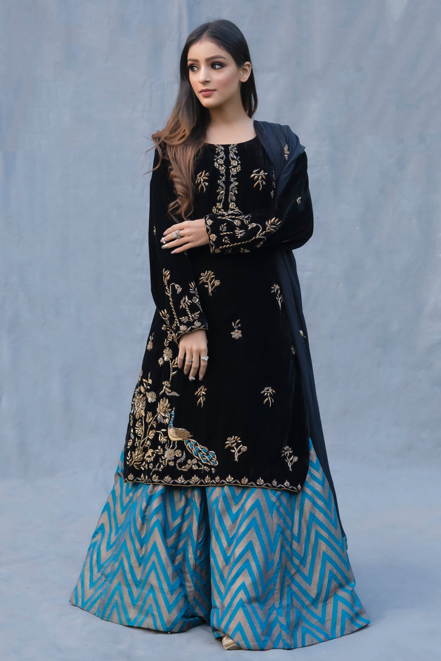 Velvet Brocade embroidery Lehenga Set Bristol