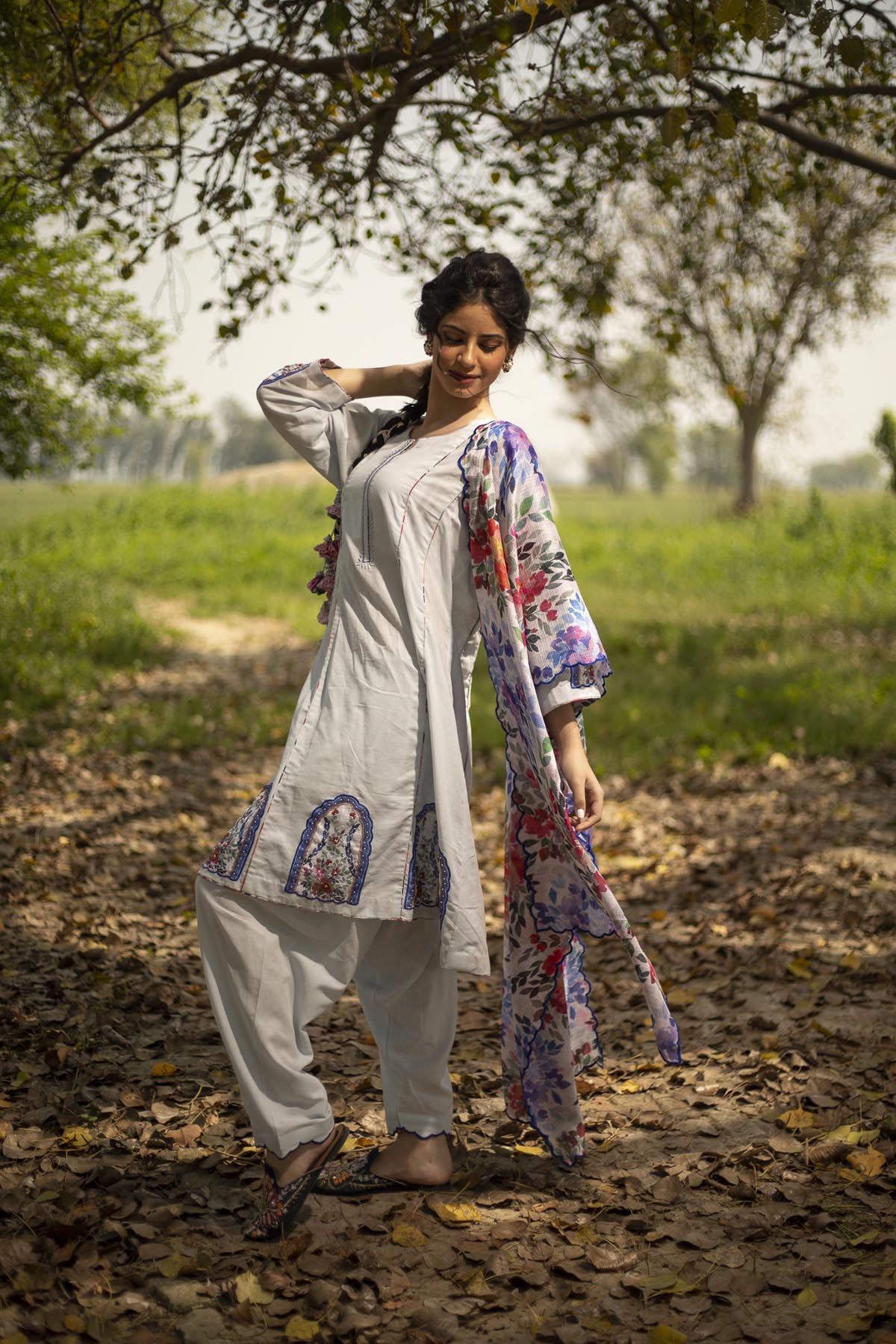 Powder Blue Embroidered Linen Kurta Suit Ontario, Canada