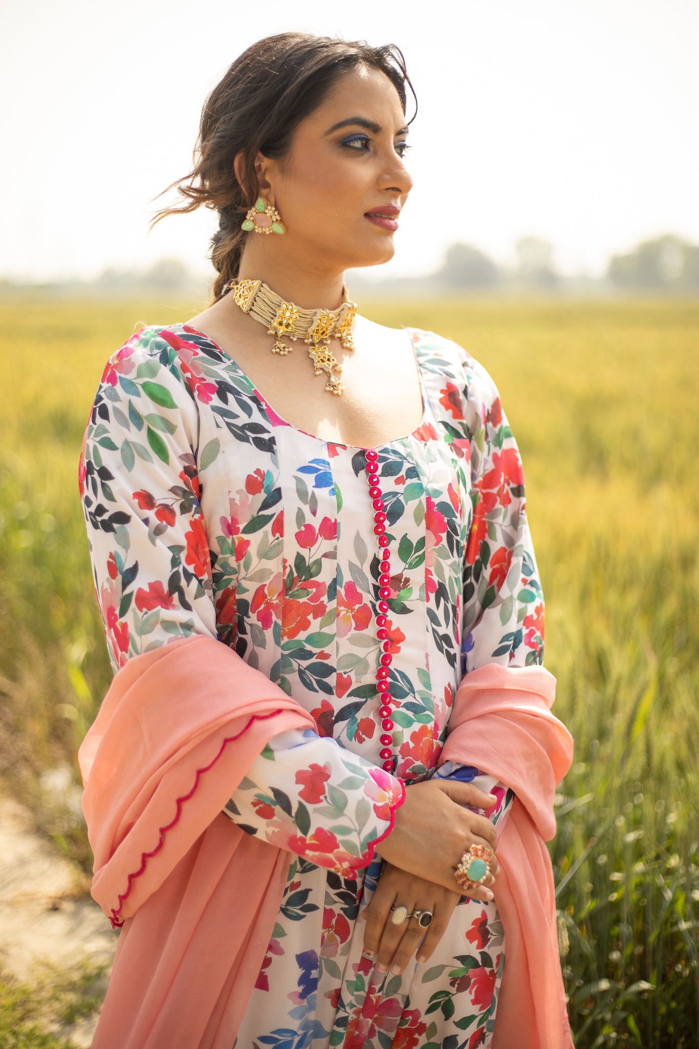 Floral Printed Anarkali Set Amritsar,Punjab