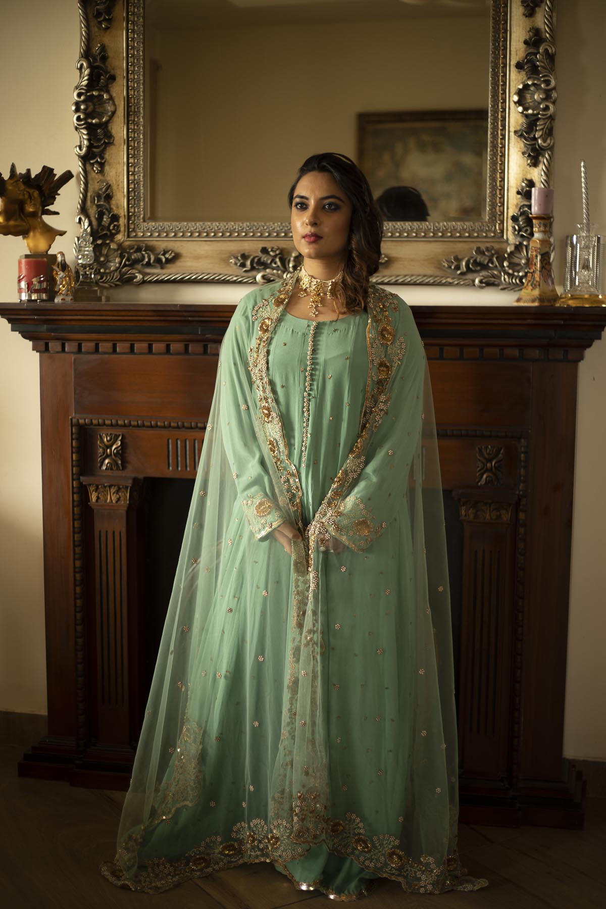 Teal Blue Anarkali Set Patiala, Punjab