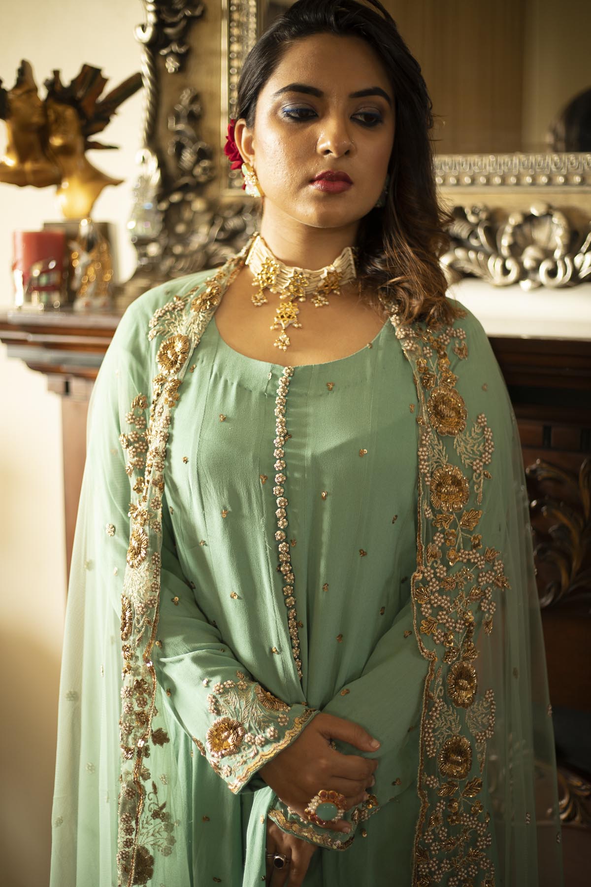 Blue Enbroidery Anarkali Suit Set Toronto, Canada