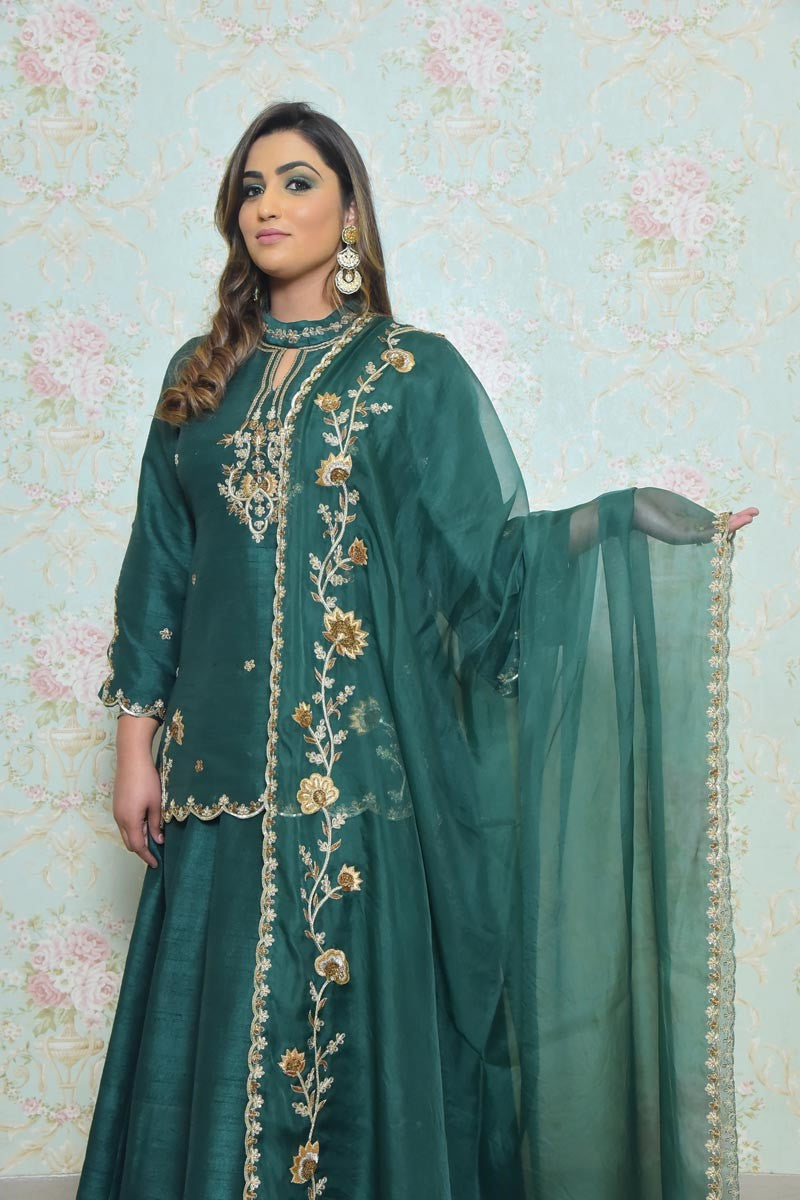 Dark Green Peacock Lehenga Set Mumbai,India