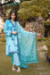 Online sky blue ombre handloom cotton suit designed with block print Rome, Italy