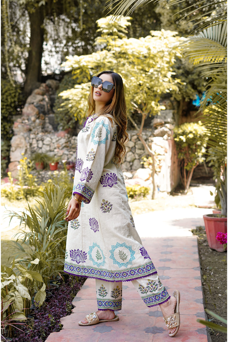 Collar Neck, Kalidar Handloom Cotton Suit Set  Delhi, India