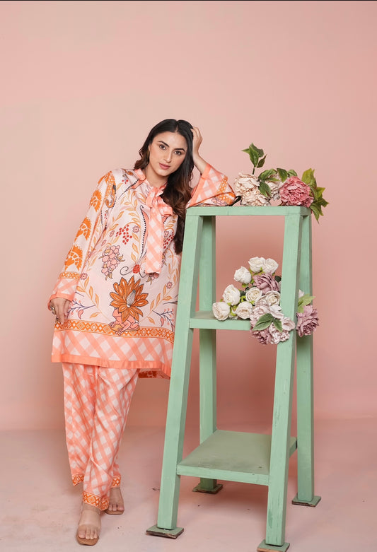 Peach Gingham - Garden of Thoughts collection