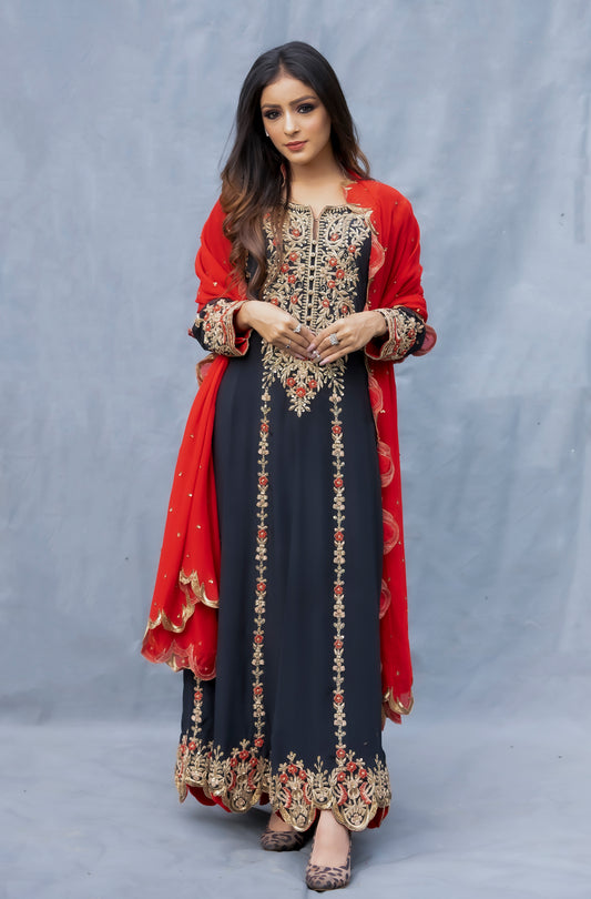 Black Hand Embellished Anarkali Set Punjab,India
