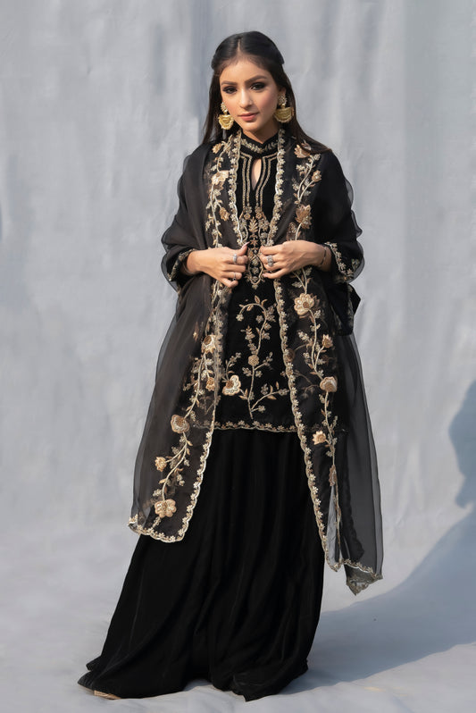 Velvet Kurta Embroidered Set Canada