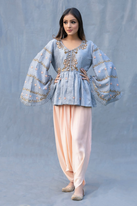 Grey silk peplum set Brampton,Canada