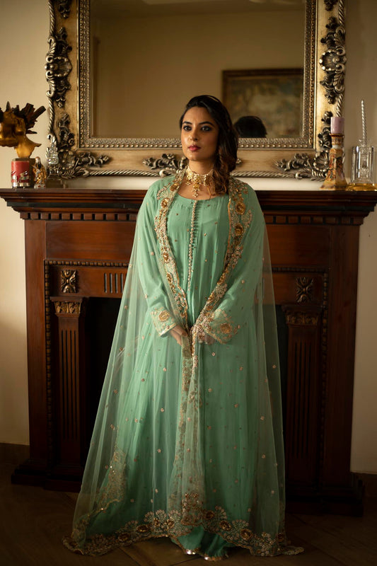 Teal Blue Anarkali Set Patiala, Punjab