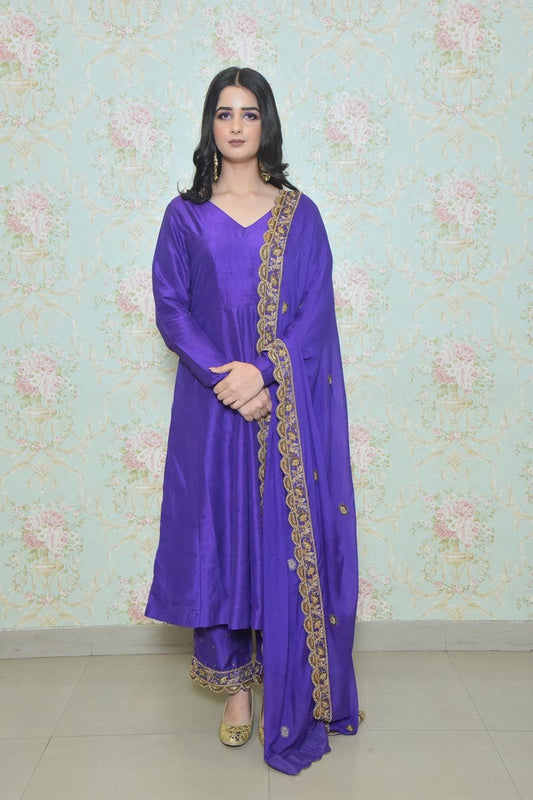 Purple Anarkali Dupatta Set Milan,Italy